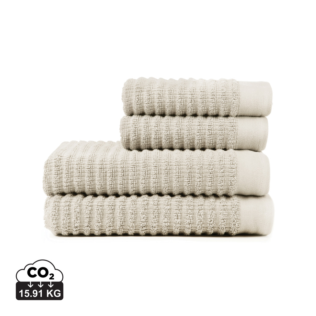 Set publicitaire de 4 serviettes Landro VINGA Blanc cassé
